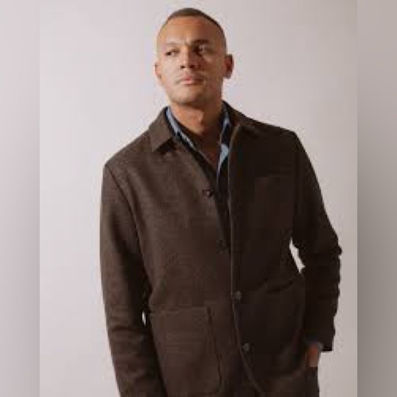 NWOT Tasso Elba Brown Herringbone Blazer-style Coat Size Medium